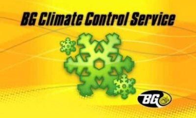 An ad for bg climate control service with a snowflake on it