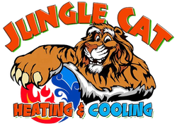 A logo for jungle cat heating and cooling