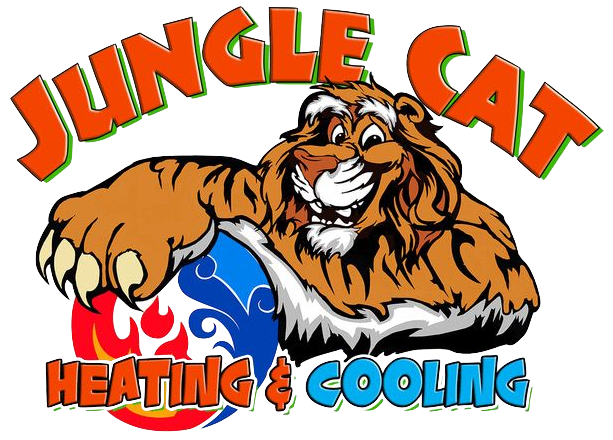 A logo for jungle cat heating and cooling