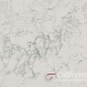 White quartz countertop with gray veining.