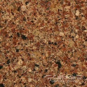 Brown and tan granite countertop with dark specks.