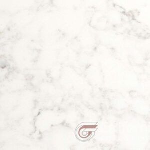 White marble countertop with gray veining.