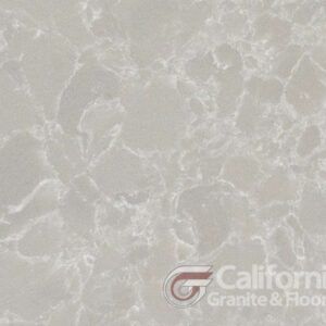 Light gray quartz countertop with veining, from California Granite & Floor.