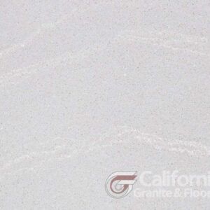 White quartz countertop with subtle veining, from California Granite & Floors.