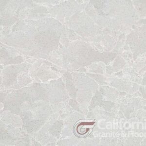 Light gray countertop with veining.