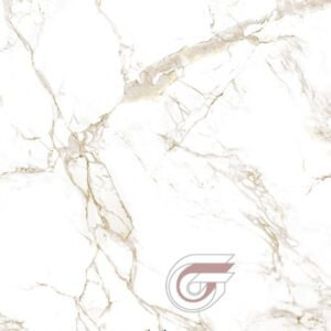 White marble tile with gold veining pattern.