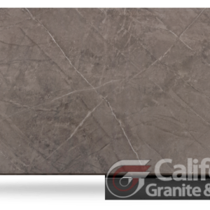 Gray marble slab with white veining; Californian Granite & Quartz logo in the corner.