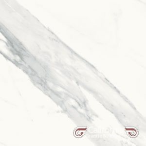 White marble tile with diagonal gray veining.