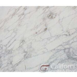 White marble slab with gray veining.
