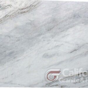 White marble slab with gray veining, labeled