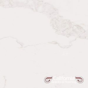 White quartz countertop with gray veining.