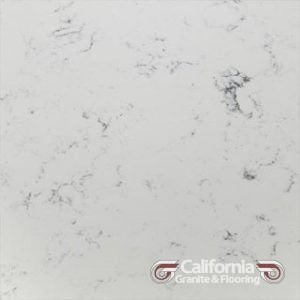 White quartz countertop with gray veining.