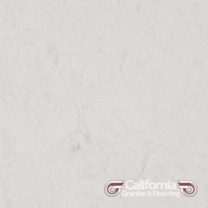 White marble slab with subtle veining, California Granite & Flooring logo at the bottom.