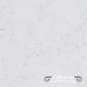 White quartz countertop with subtle gray veining.