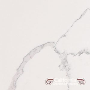 White quartz countertop with grey veining.