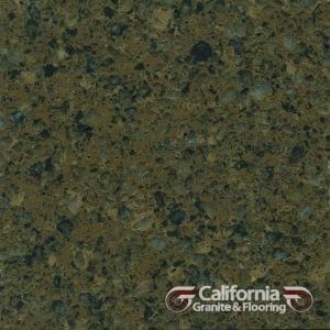 Dark green granite countertop with flecks of black and beige.