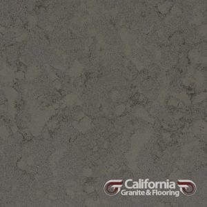 Gray quartz countertop with subtle veining and the