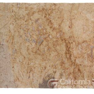 Beige and brown granite slab with varied patterns and textures.