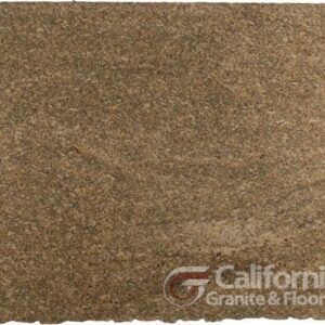 Close-up of brown granite stone slab with natural, textured surface. Features the