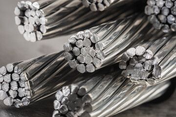 a close-up of a bunch of aluminum wires stacked on top of each other.