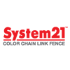 Logo of System21 Color Chain Link Fence in red and gray text.