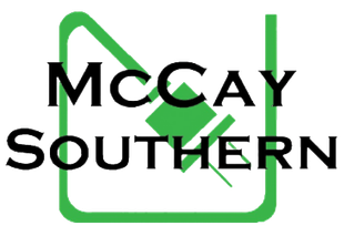 The logo for mccay southern is green and black