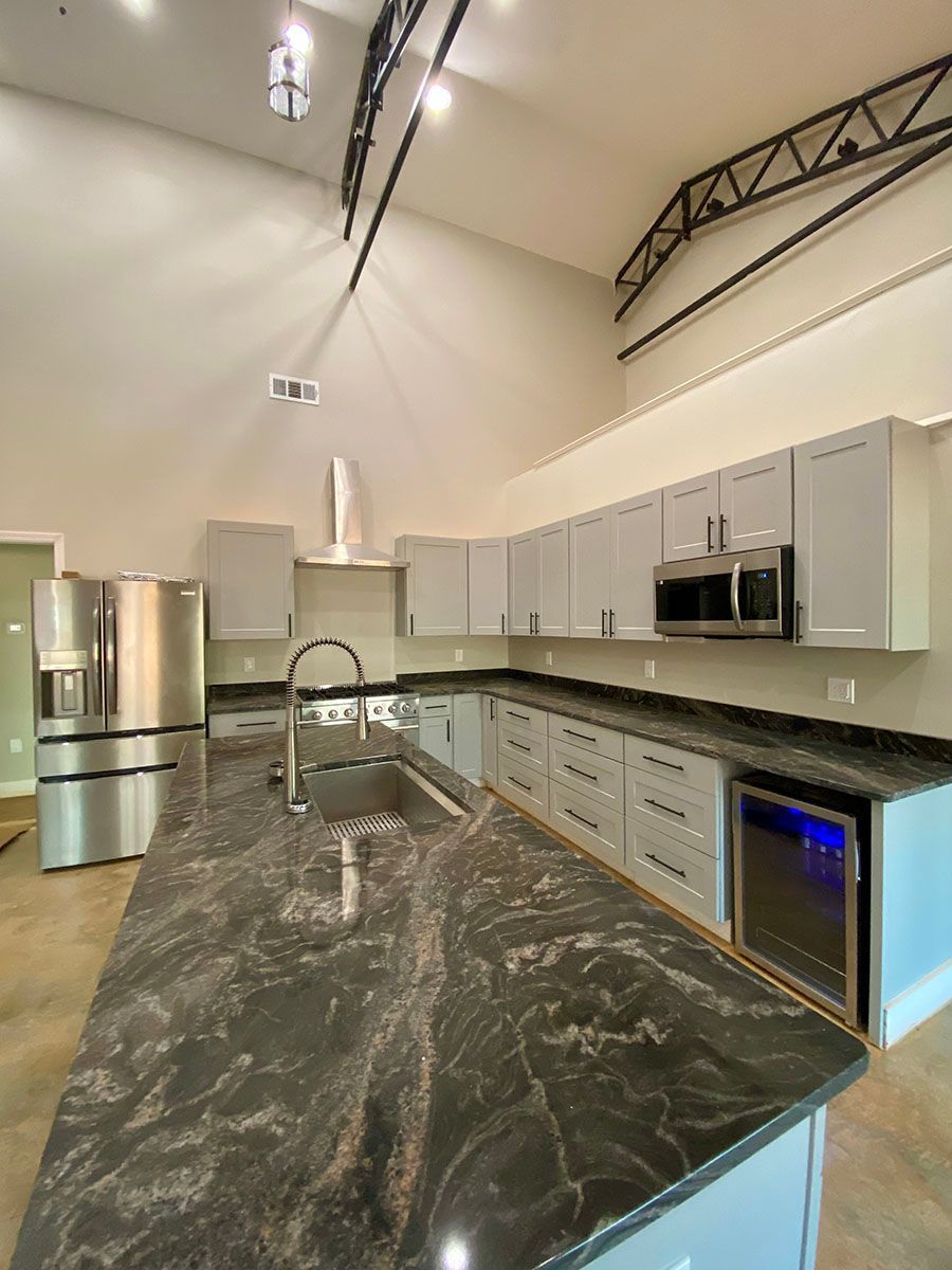 A kitchen with stainless steel appliances