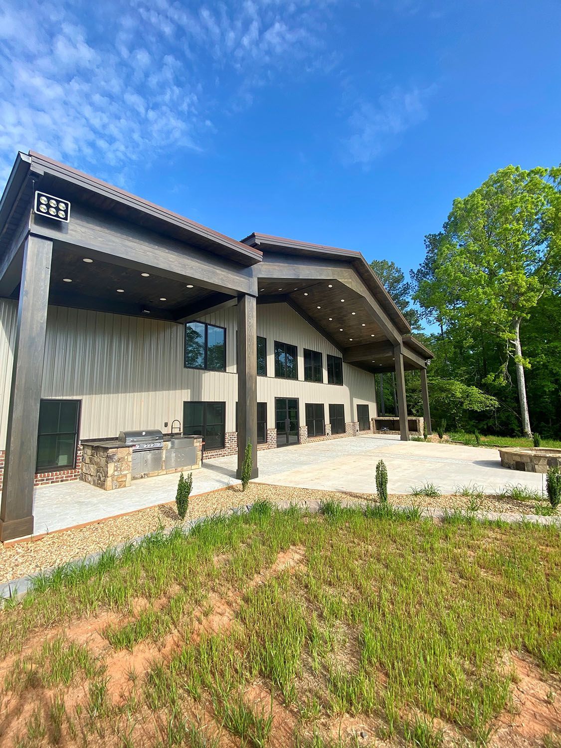 A large house with a lot of windows