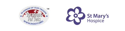 A logo for st mary 's hospice is next to a logo for donations for dogs