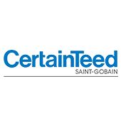 The logo for certainteed saint-gobain is blue and white.