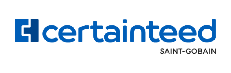 CertainTeed Saint-Gobain logo in blue on a white background