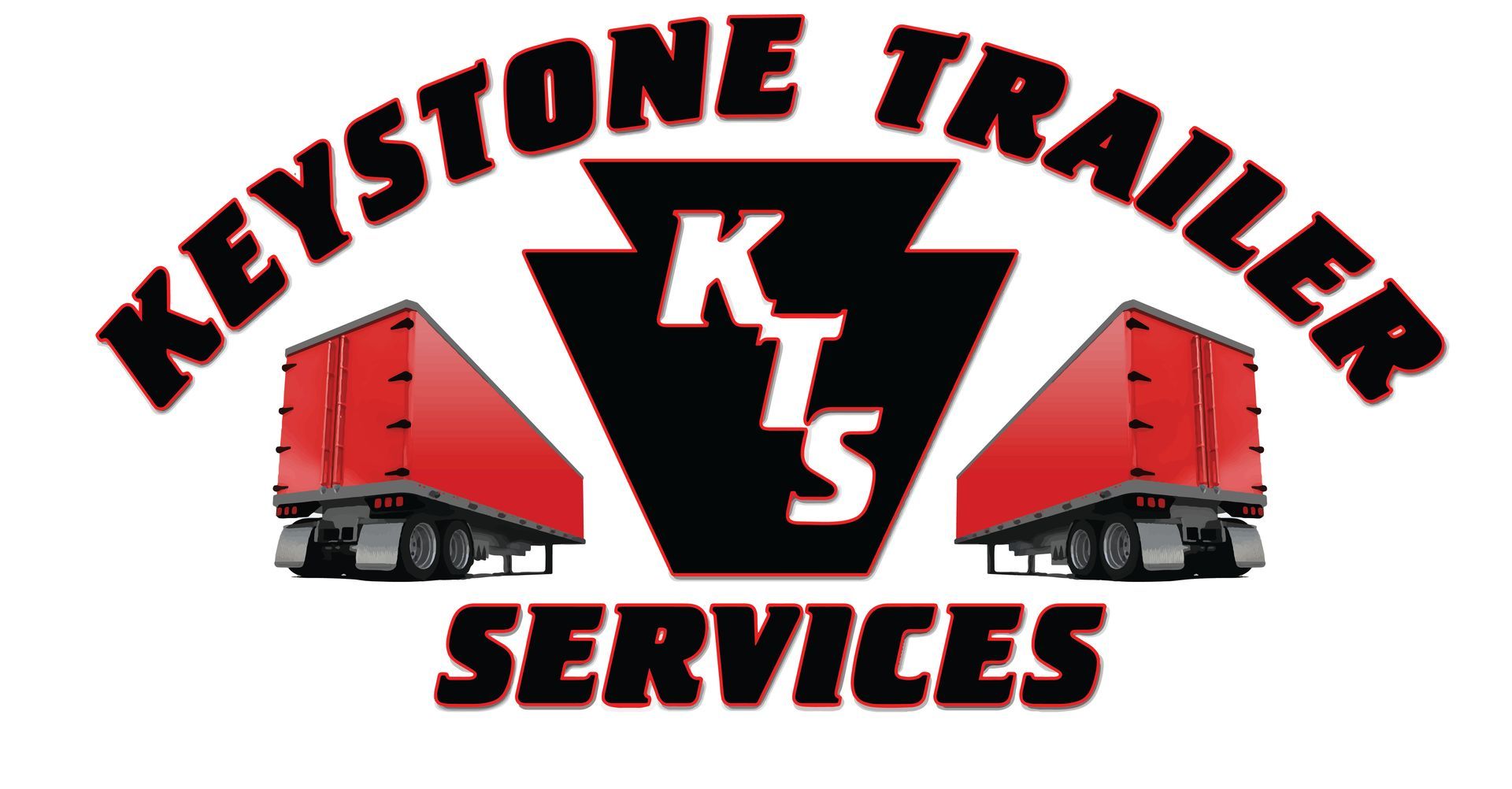 Black rectangular logo for Keystone Trailer Services featuring a red keystone icon with the white letters KTS inside.