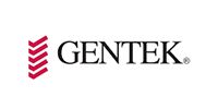 GENTEK logo in black text with a red chevron mark on a white background