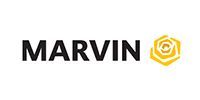 MARVIN logo in black text with a yellow geometric icon on a white background