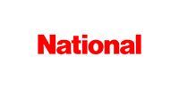 Red text reading “National” on a white background