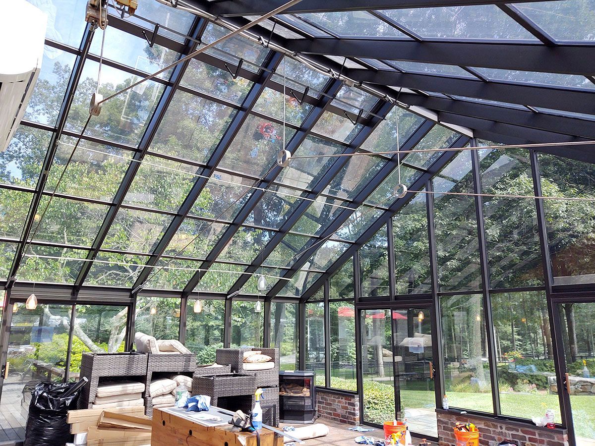 glass windows and roof