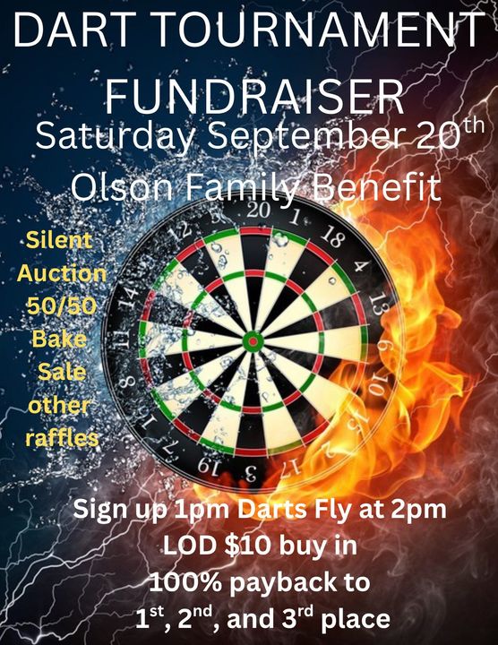 An advertisement for a dart tournament on September 20th