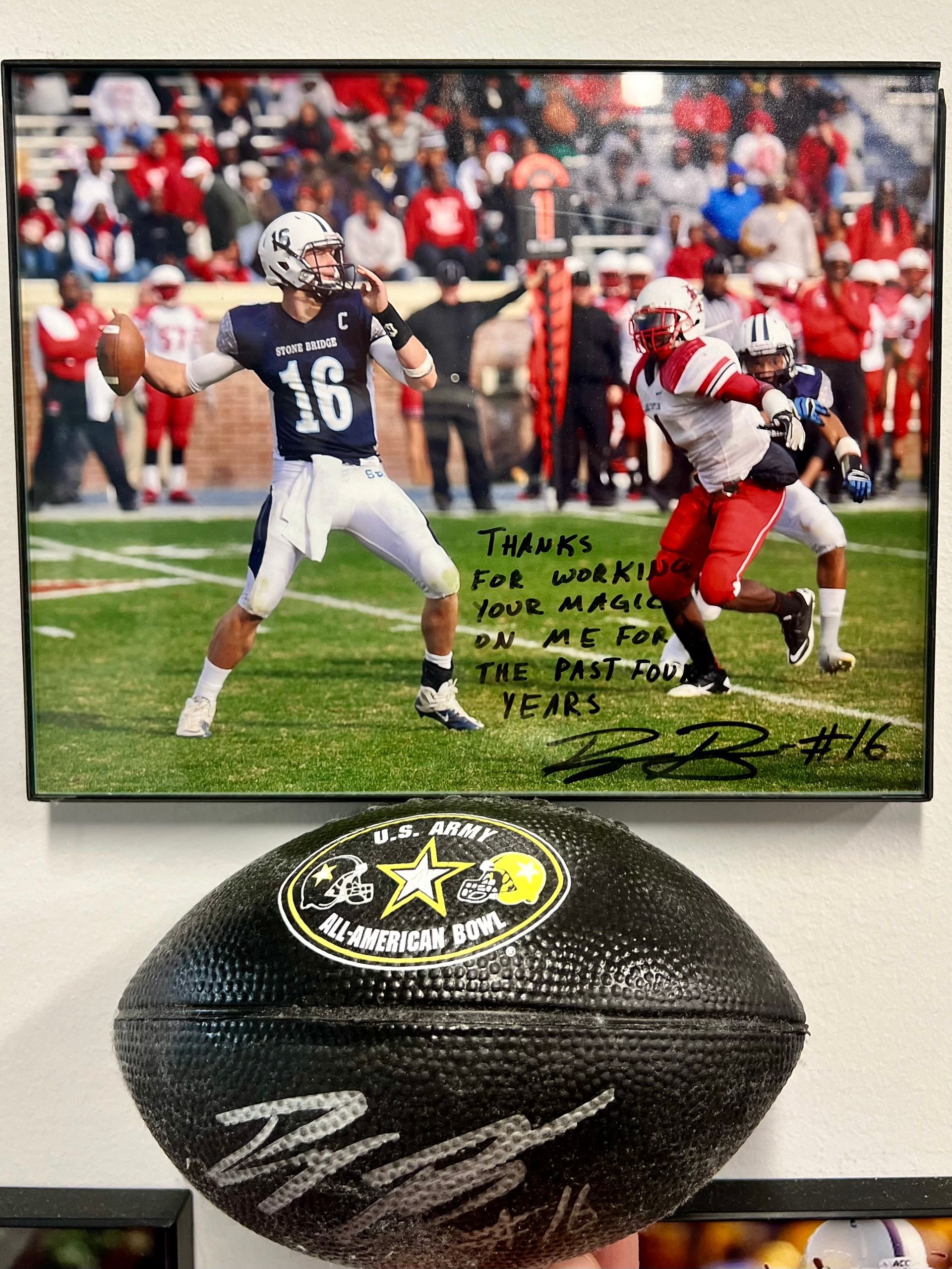 A football with the number 16 on it