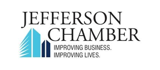 Jefferson Chamber logo with building graphic and tagline: 