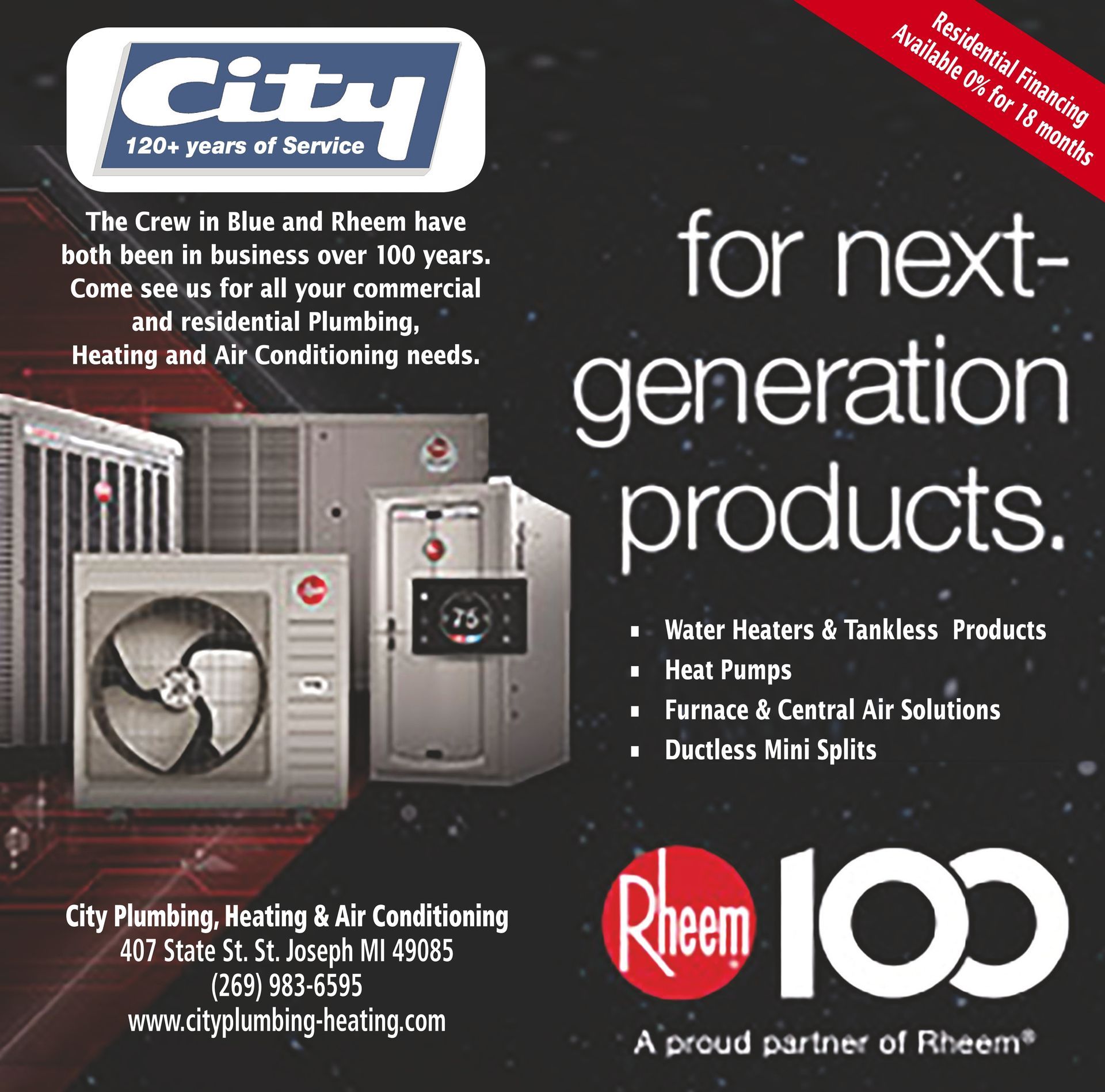 An advertisement for next generation products from city plumbing heating and air conditioning