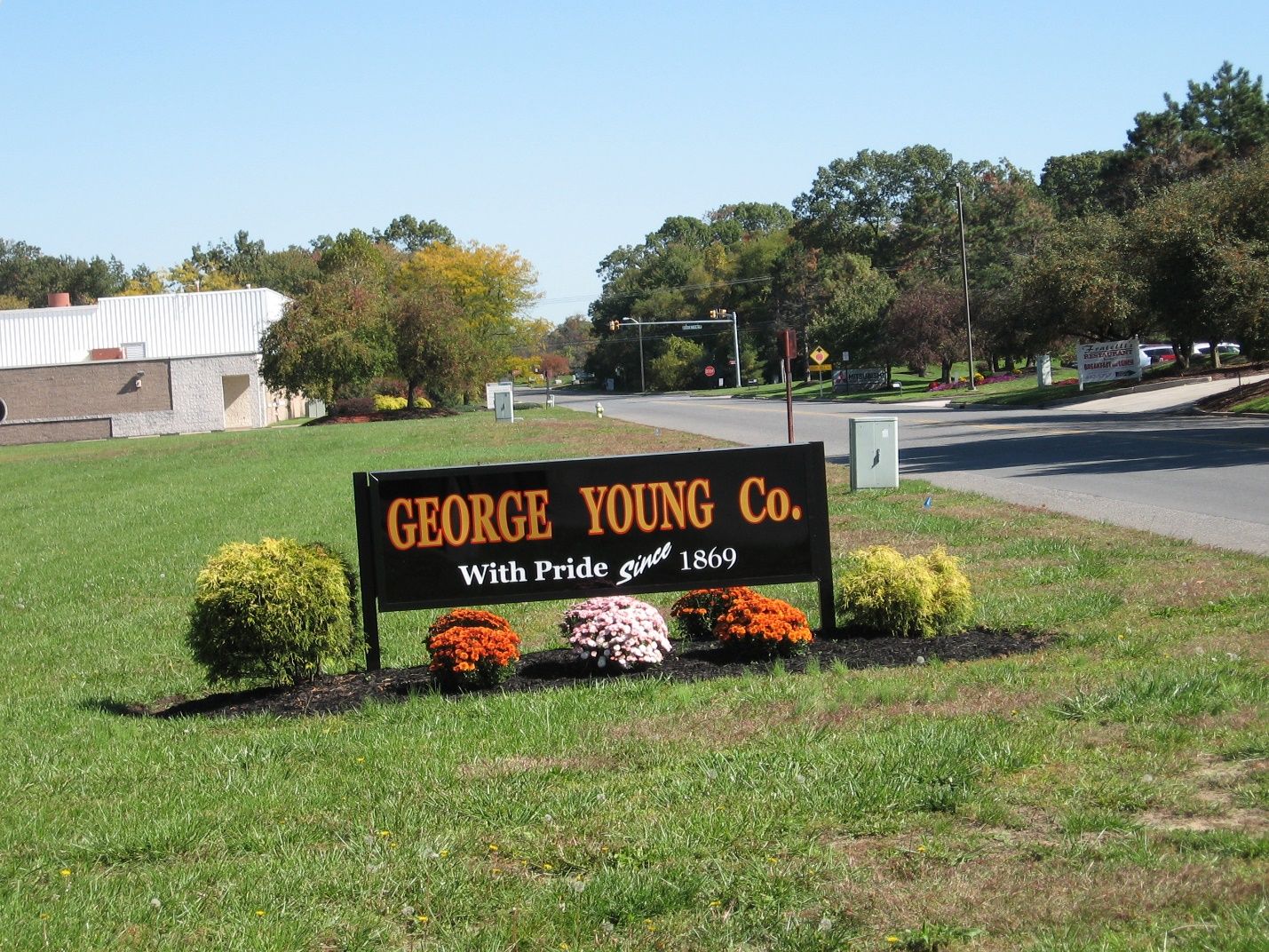 A sign that says george young co. on it.