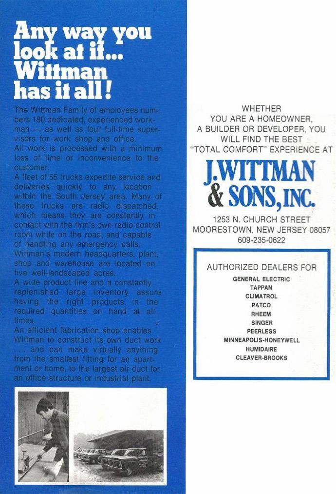 An advertisement for J. Wittman & Sons Inc. shows a man working on a truck