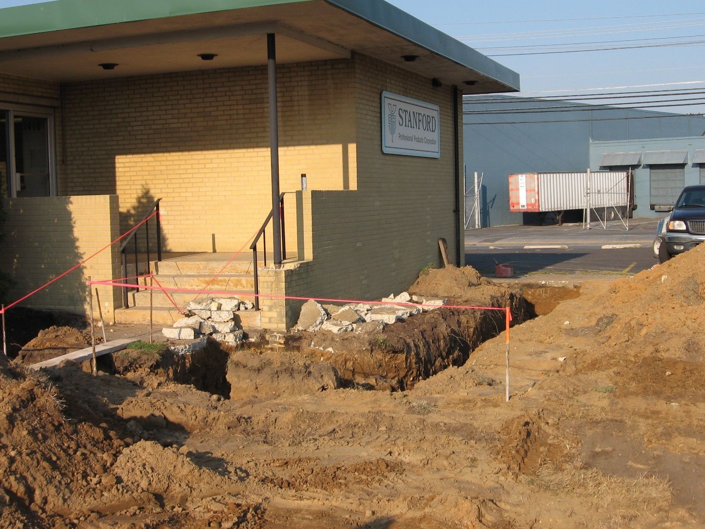 A brick building with a sign that says nfd on it.