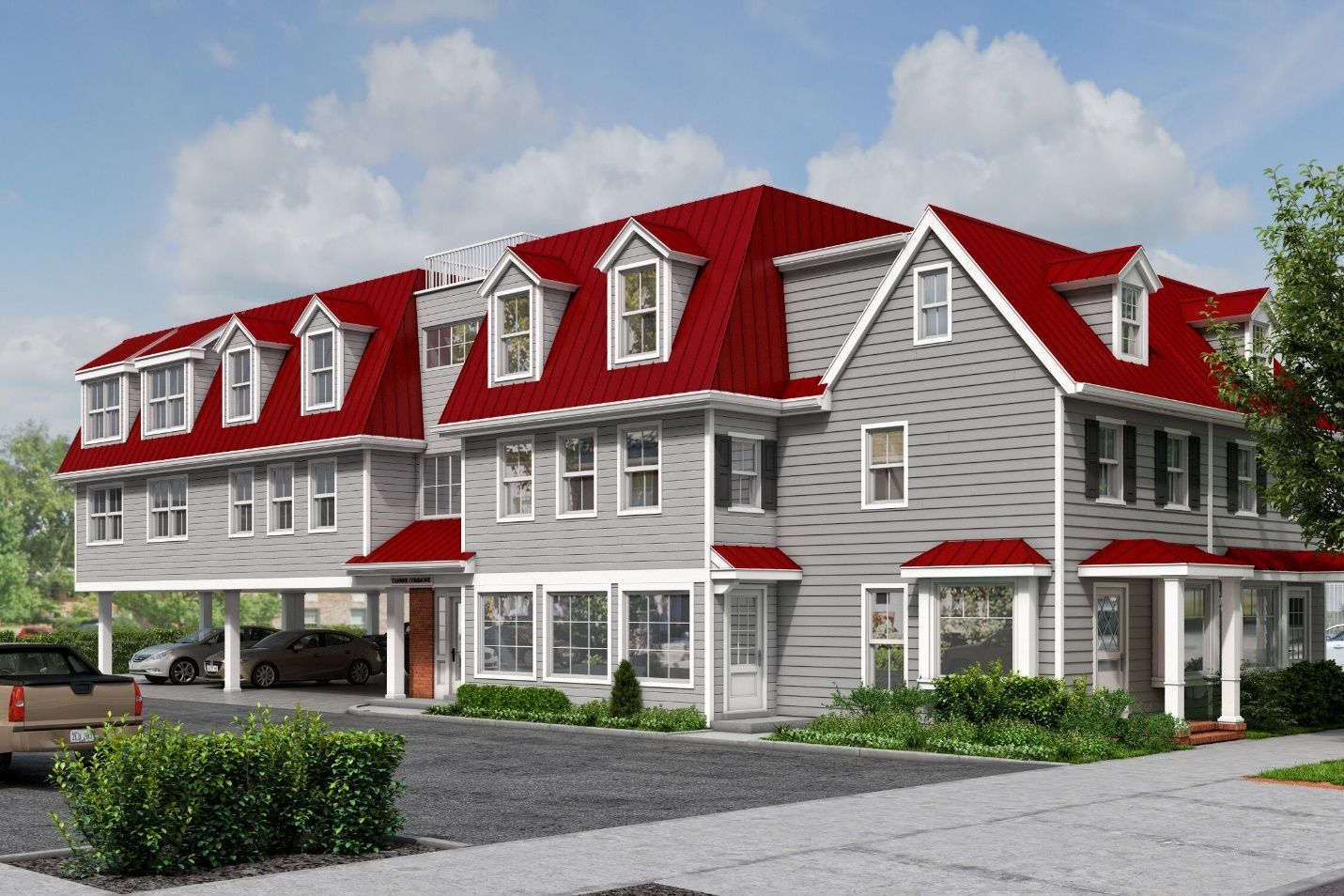 An artist's impression of a house with a red roof.