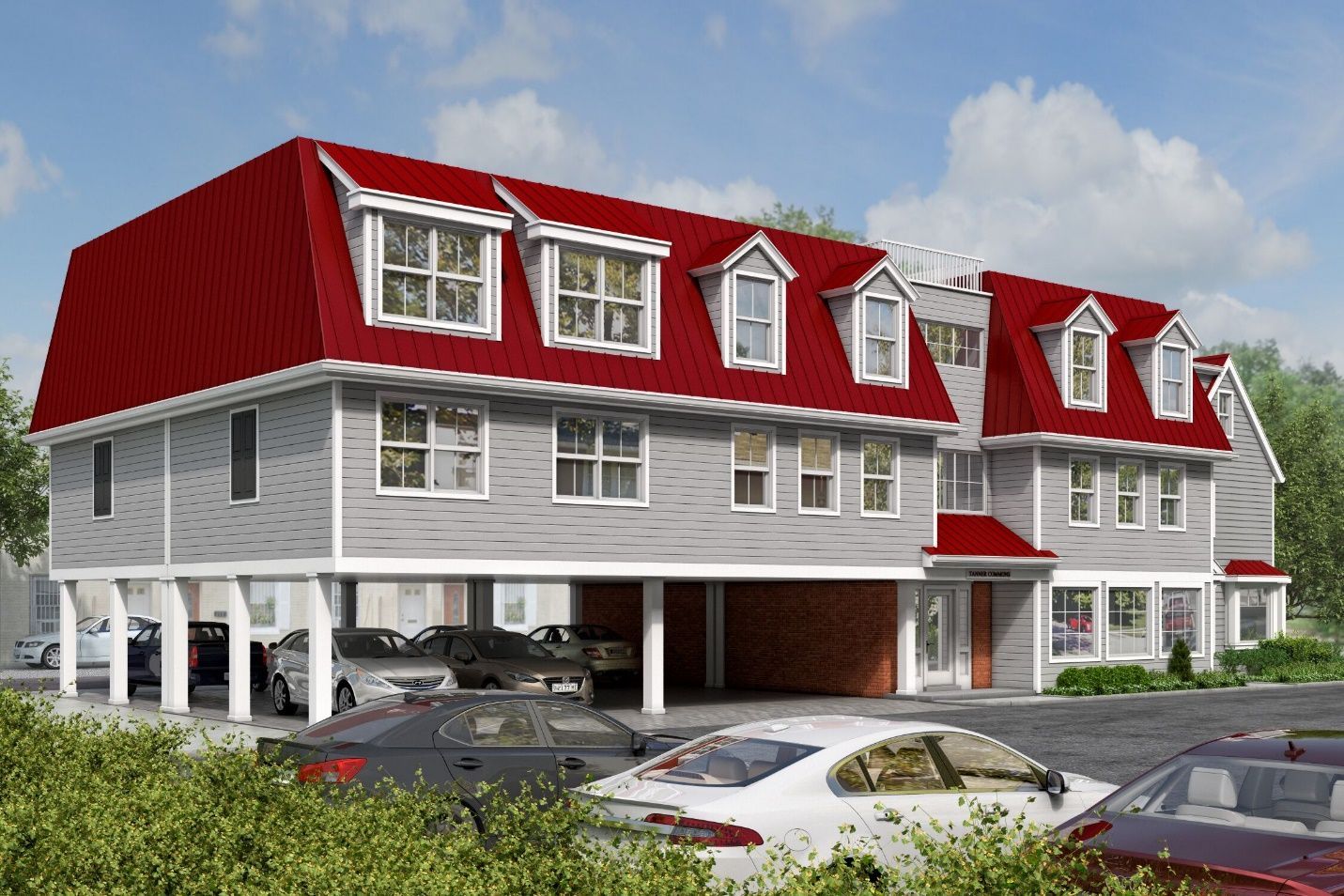 An artist's impression of a house with a red roof.