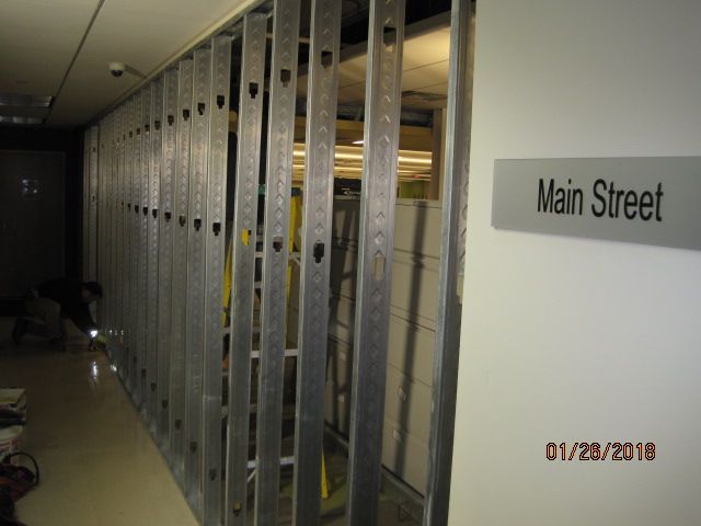 A photo taken on January 23, 2013, shows a hallway with a sign that says main street.