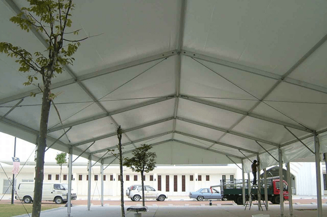 Under a tent