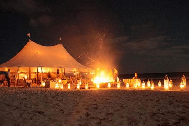 White tent at night