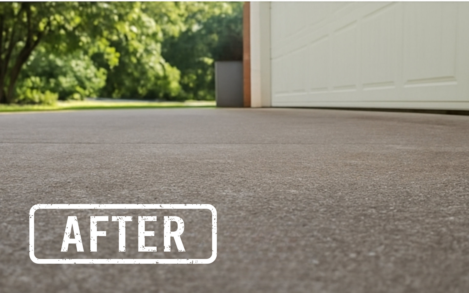 Low-angle view of a driveway with a garage