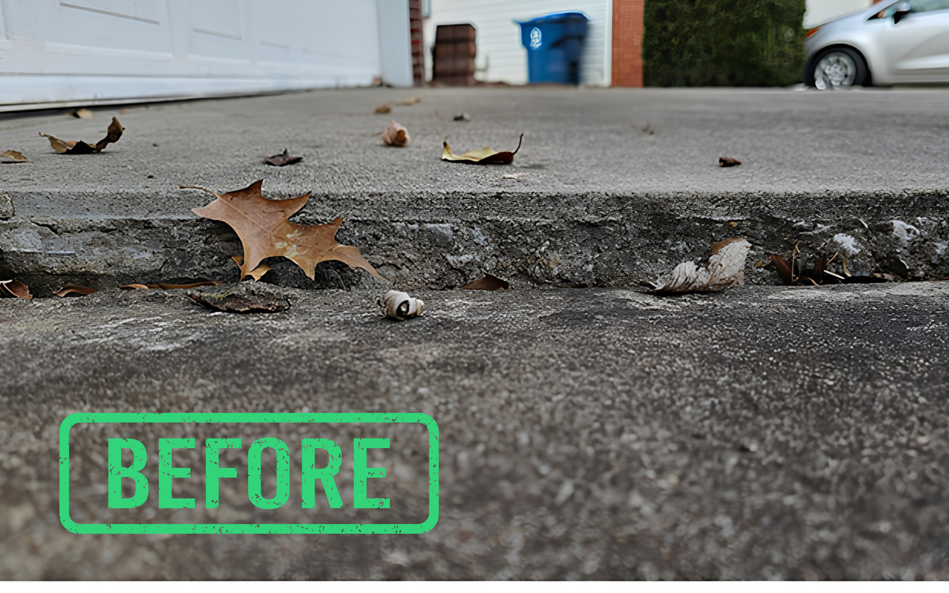 Close-up of cracked concrete step